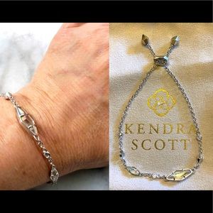Kendra Scott Deb Adjustable Chain Bracelet in Silver w/ Cubic Zirconia Settings